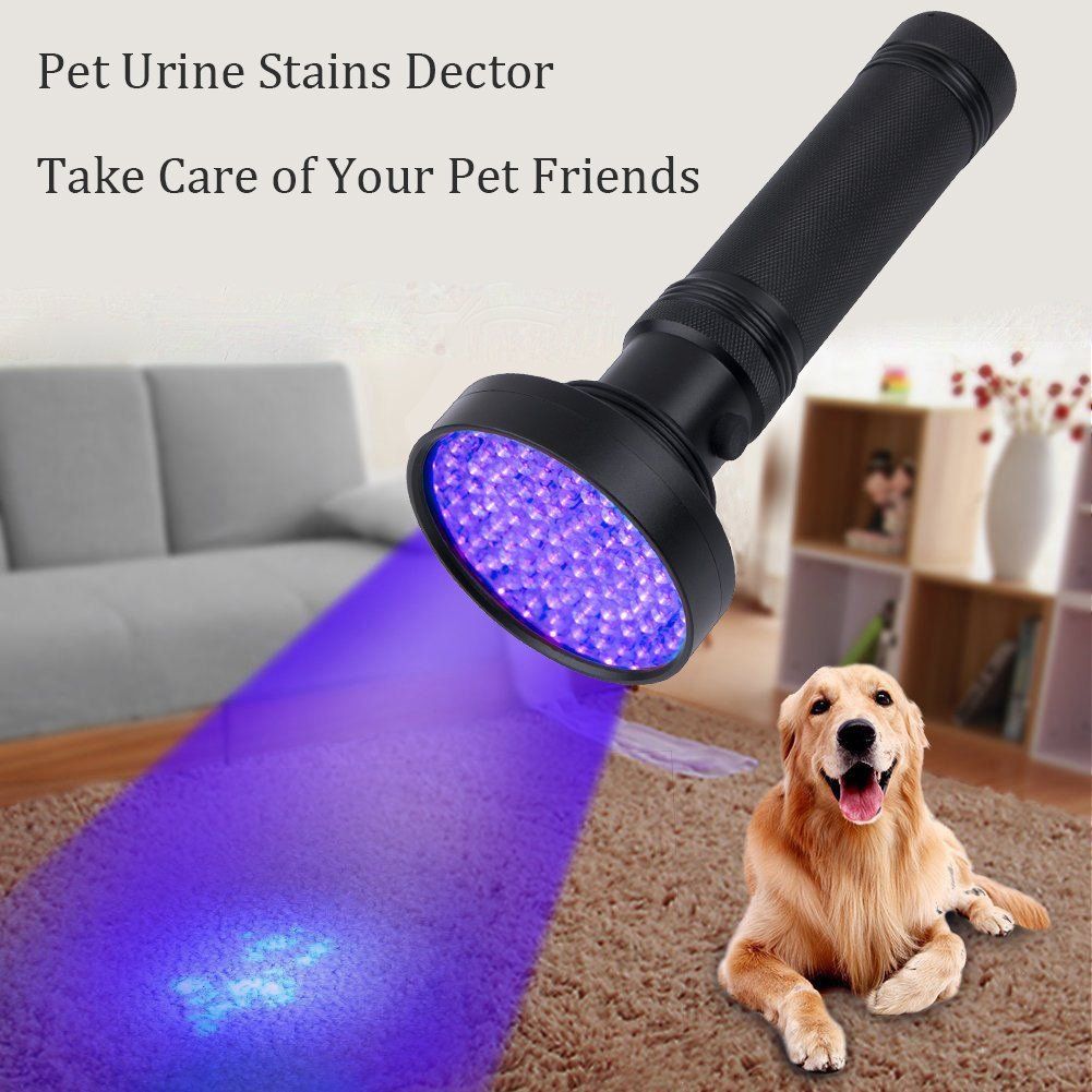 100LED UV Led Flashlight Fluorescent Agent Detection UV Lamp Disinfection Tobacco and Alcohol Anti Counterfeiting Scorpion Purple Light Torch