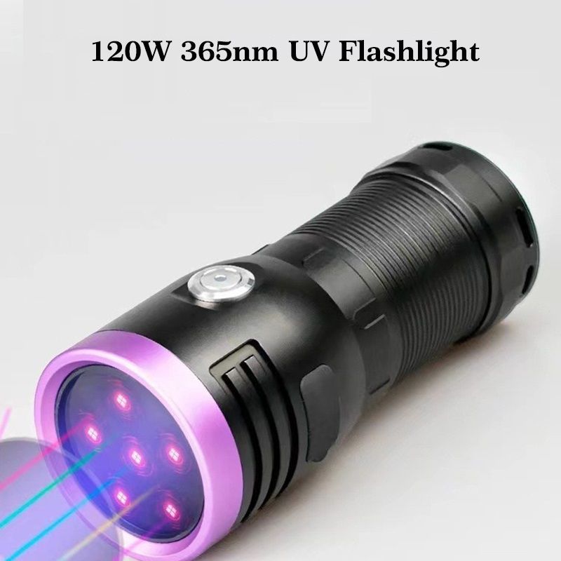 120W UV Light Identification Flashlight Jadeite Antique Coin Identification UV Curing 365nm UV Torch